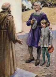 Colomb et son fils Diego à la porte du couvent